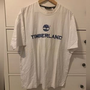 Timberland Large White & Navy Blue T-Shirt